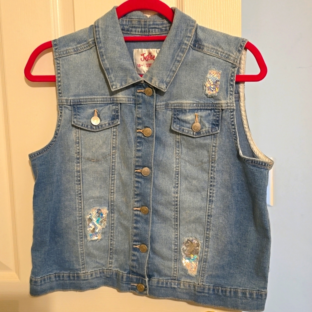 Justice Denim Vest Size 18